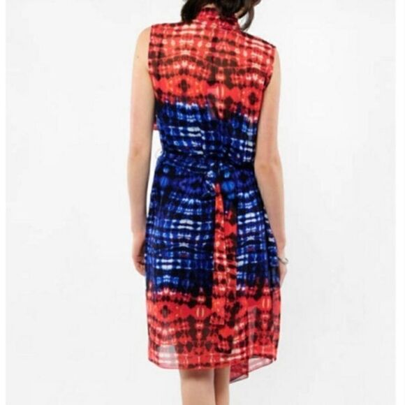 BCBGMAXAZRIA Isla Silk Persian Red Asymmetrical Self Tie Sleeveless Wrap Dress - Picture 9 of 12